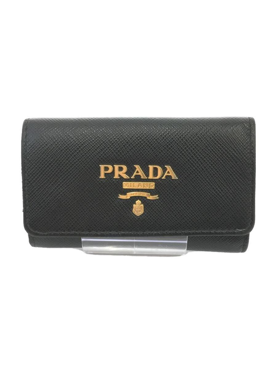 本店は PRADA◇キーケース/レザー/ブラック/黒/レディース/1PG004/4連 