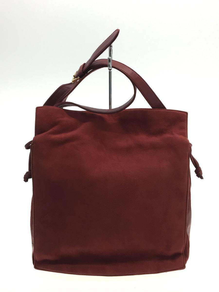 LOEWE◆ショルダーバッグ/スウェード/RED_画像3