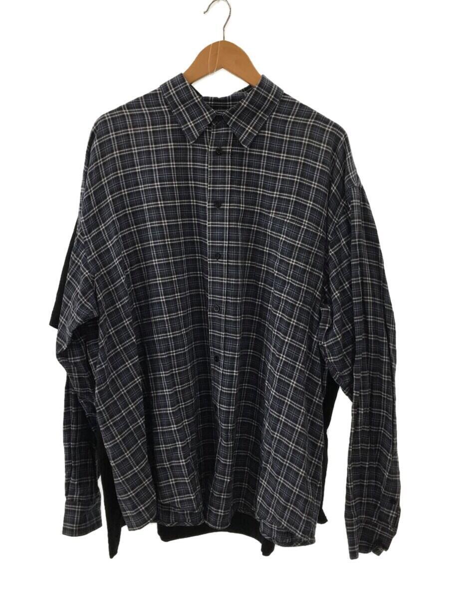 大注目 BALENCIAGA◇長袖シャツ/38/コットン/NVY/チェック/534335 S