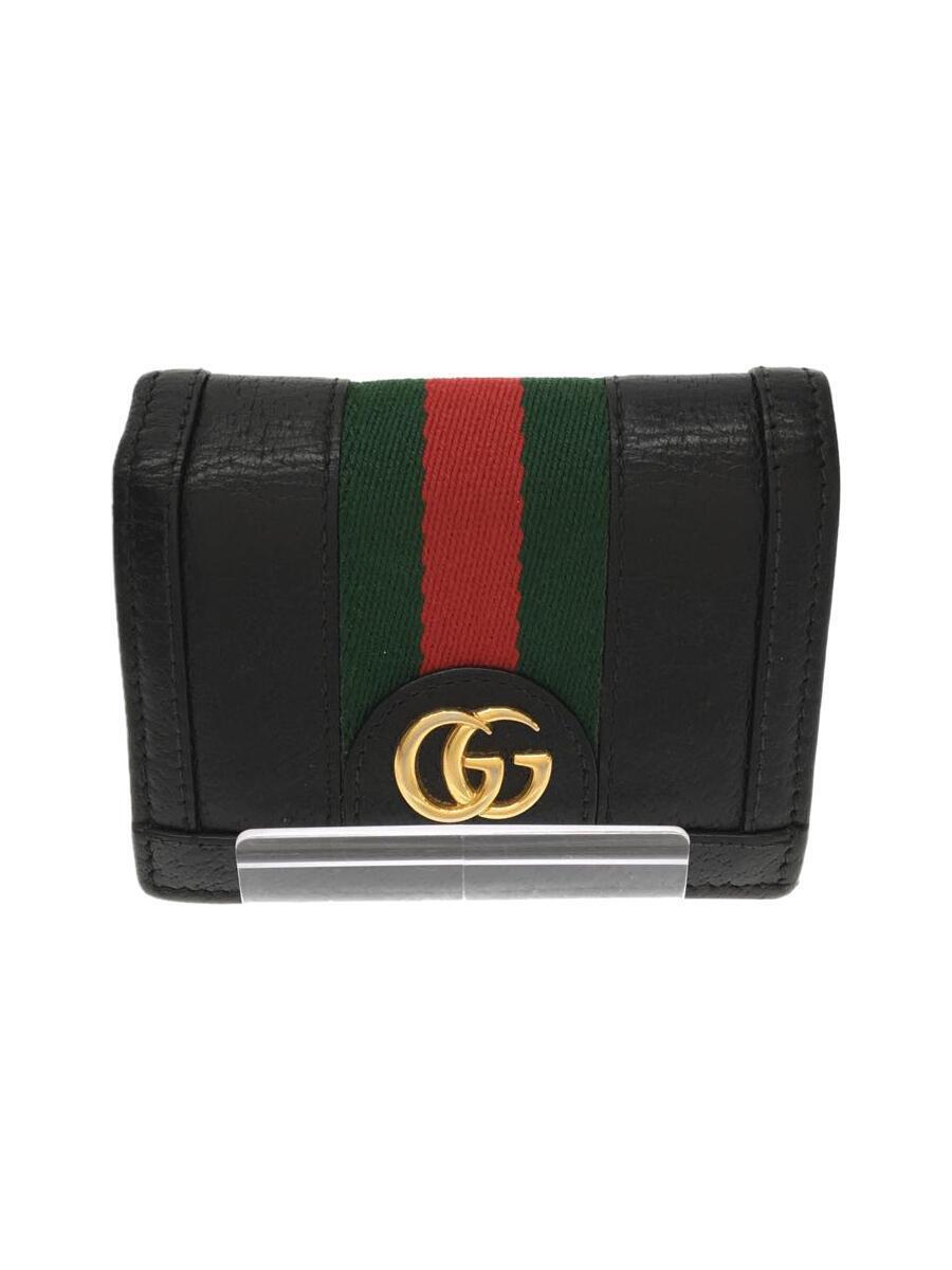 新発売の GUCCI◇2つ折り財布/レザー/BLK/レディース/523155 0416 二