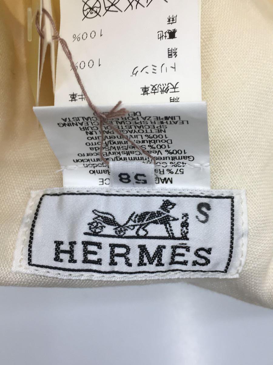 HERMES◆エルメス/バイカラーハット/Size 58/リネン×シルク/アイボリー/メンズ/081032N_画像5