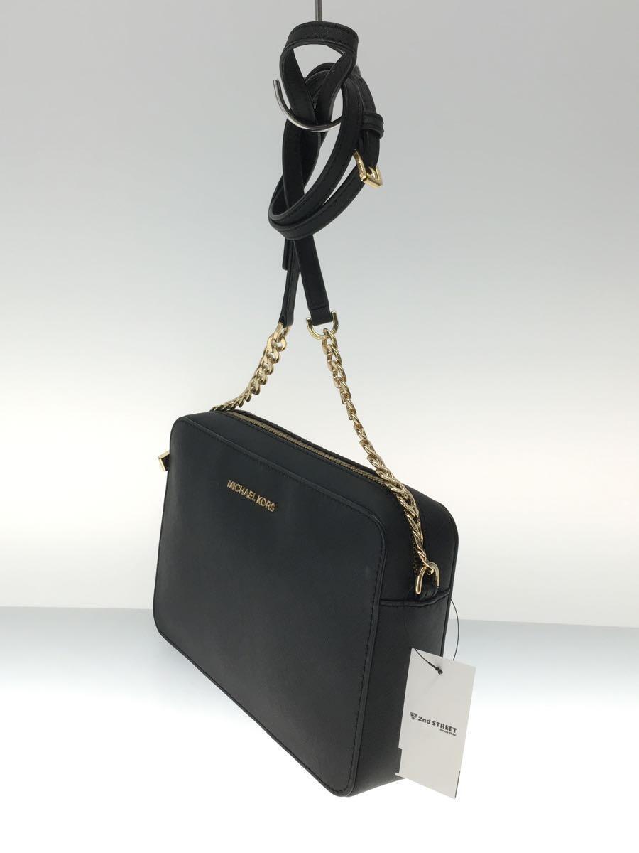 MICHAEL KORS◆ショルダーバッグ/レザー/BLK/無地/DB-1711_画像2