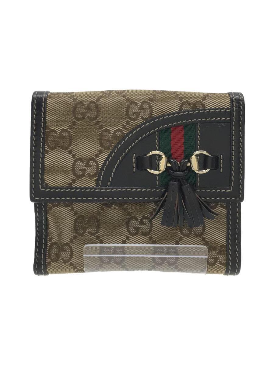 人気の GUCCI◇2つ折り財布/Wホック/BRW/総柄/レディース/233053 2184