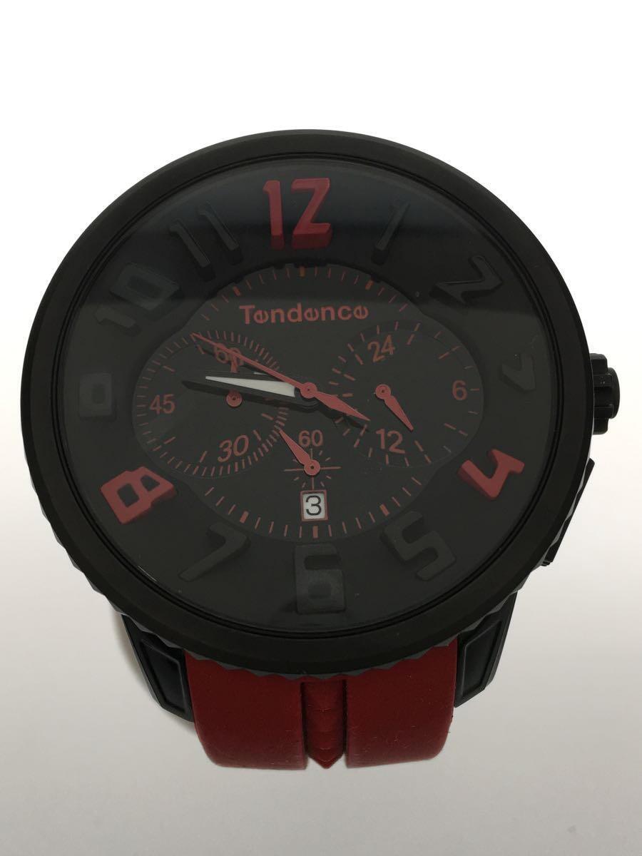 Tendence◆クォーツ腕時計/アナログ/ラバー/レッド/ブラック/02046021