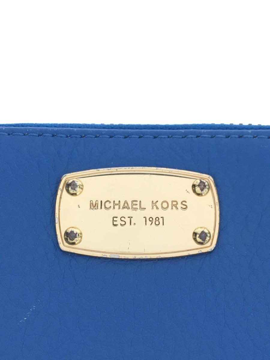 MICHAEL KORS◆2つ折り財布/レザー/BLU/無地/レディース_画像3