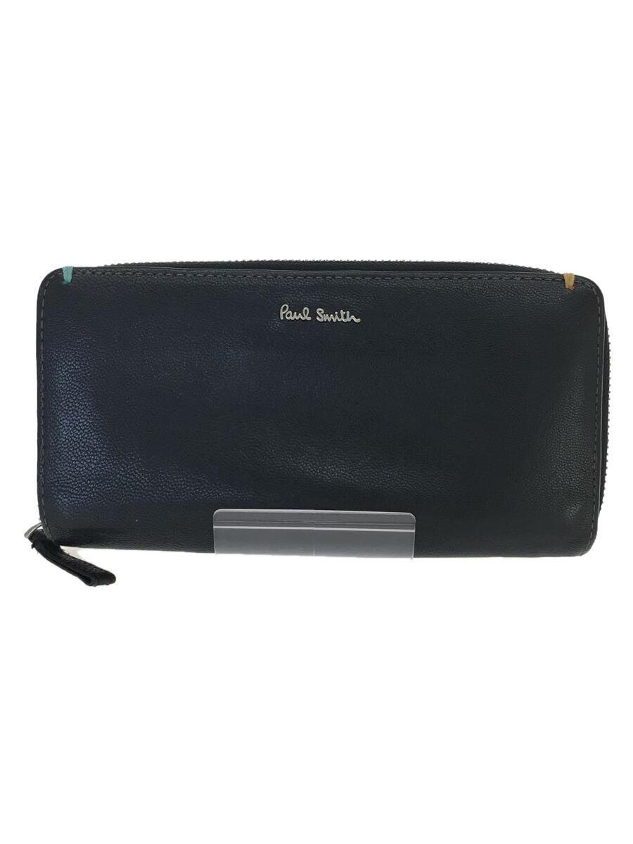 大流行中! Paul Smith◇長財布/レザー/BLK/メンズ/ジップ錆び 長財布
