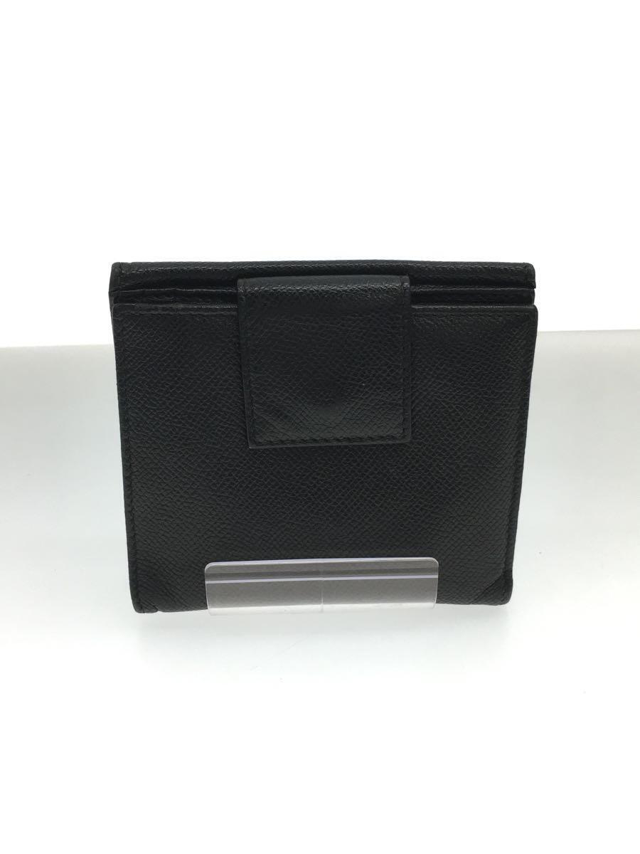 正規品】 BVLGARI◇Wホック2つ折りレザー財布/レザー/BLK/無地