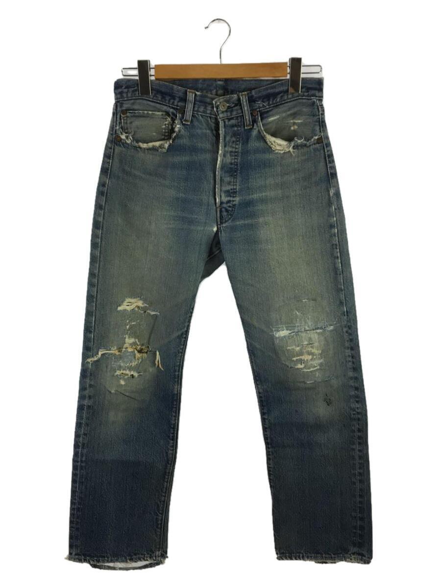 Levi’s◆501/66前期/スモールe/ボタン裏6/ボトム/-/デニム/IDG/リペア有/ダメージ有_画像1