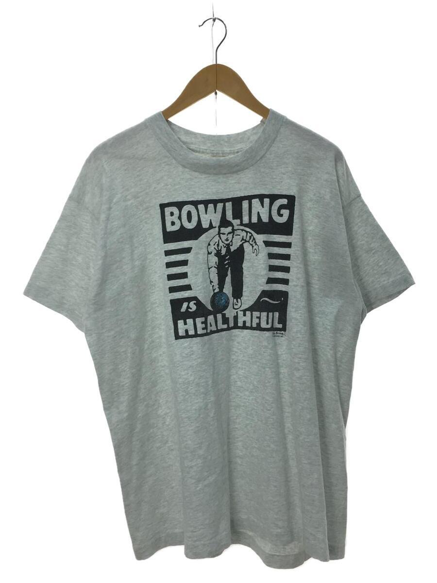 FRUIT OF THE LOOM◆90s Ken Brown/BOWLING IS HEALTHFUL/Tシャツ/XL/コットン/GRY