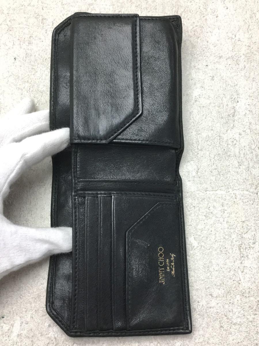 JIMMY CHOO◆使用感有/ALBANY/2つ折り財布/レザー/BLK/無地/メンズ/LTR163_画像4