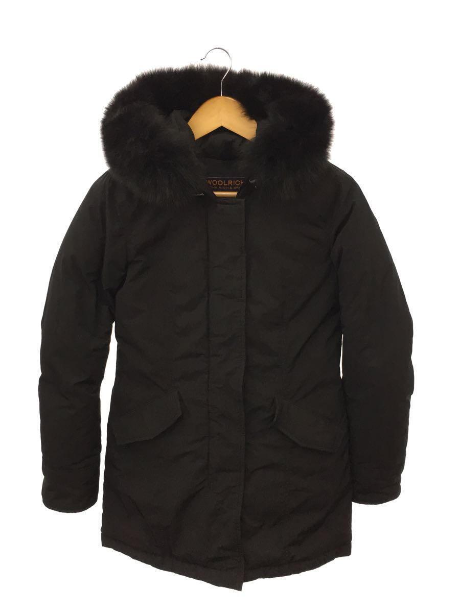 Woolrich* Arctic Parker / long down jacket /XS/ polyester /BLK/ plain /1502278