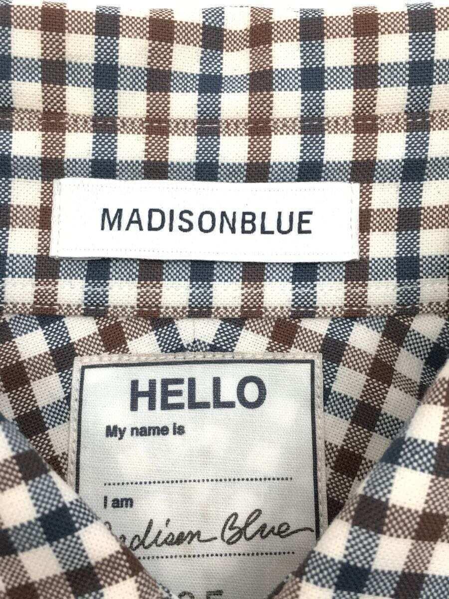 MADISONBLUE*7 minute sleeve shirt /5/ polyester / blue / check /MB171-5019
