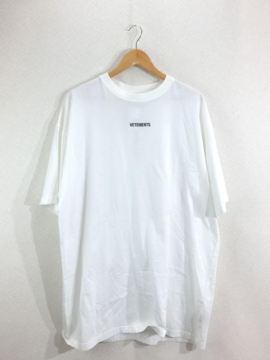 VETEMENTS◆ヴェトモン/Tシャツ/L/コットン/WHT/LOGO PRINTED T-SHIRT/タグ付き