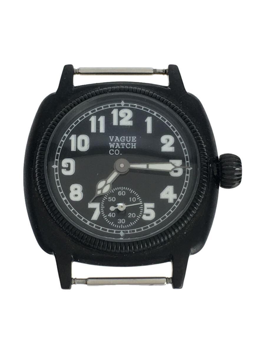 VAGUE WATCH CO.◆COUSSIN/クォーツ腕時計/アナログ/レザー/BLK/BLK