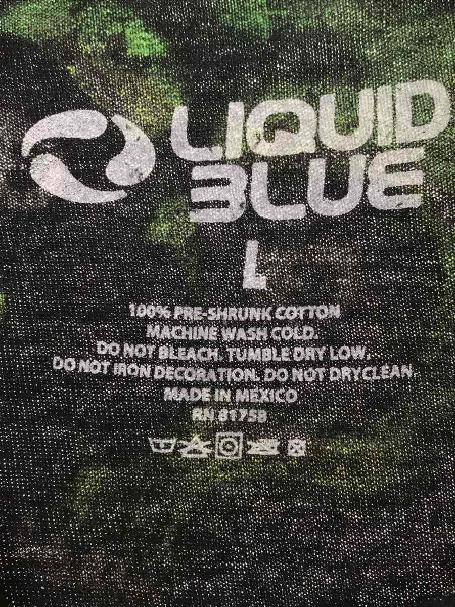 LIQUID BLUE/リキッドブルー/スカイパイル/スカル/Tシャツ/L/コットン/グリーン/総柄_画像3