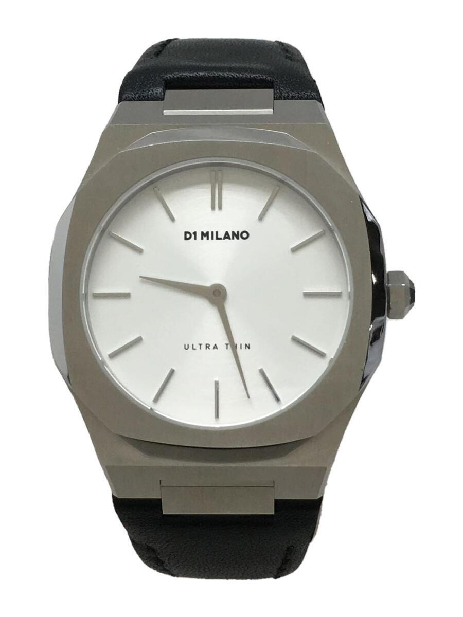 絶妙なデザイン D1 MILANO◇クォーツ腕時計/アナログ/レザー/WHT/BLK