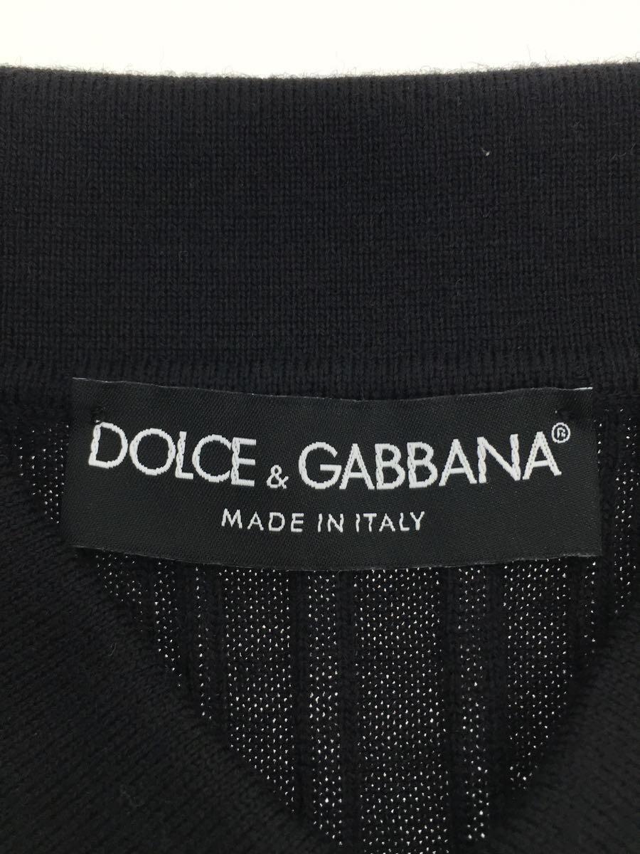 DOLCE&GABBANA◆リブニット ポロシャツ/GX495T/半袖/イタリア製/44/ウール/BLK_画像3