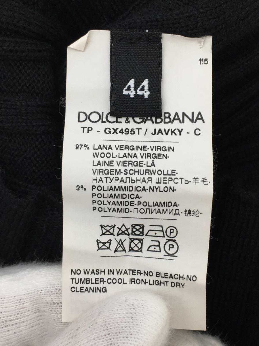 DOLCE&GABBANA◆リブニット ポロシャツ/GX495T/半袖/イタリア製/44/ウール/BLK_画像4