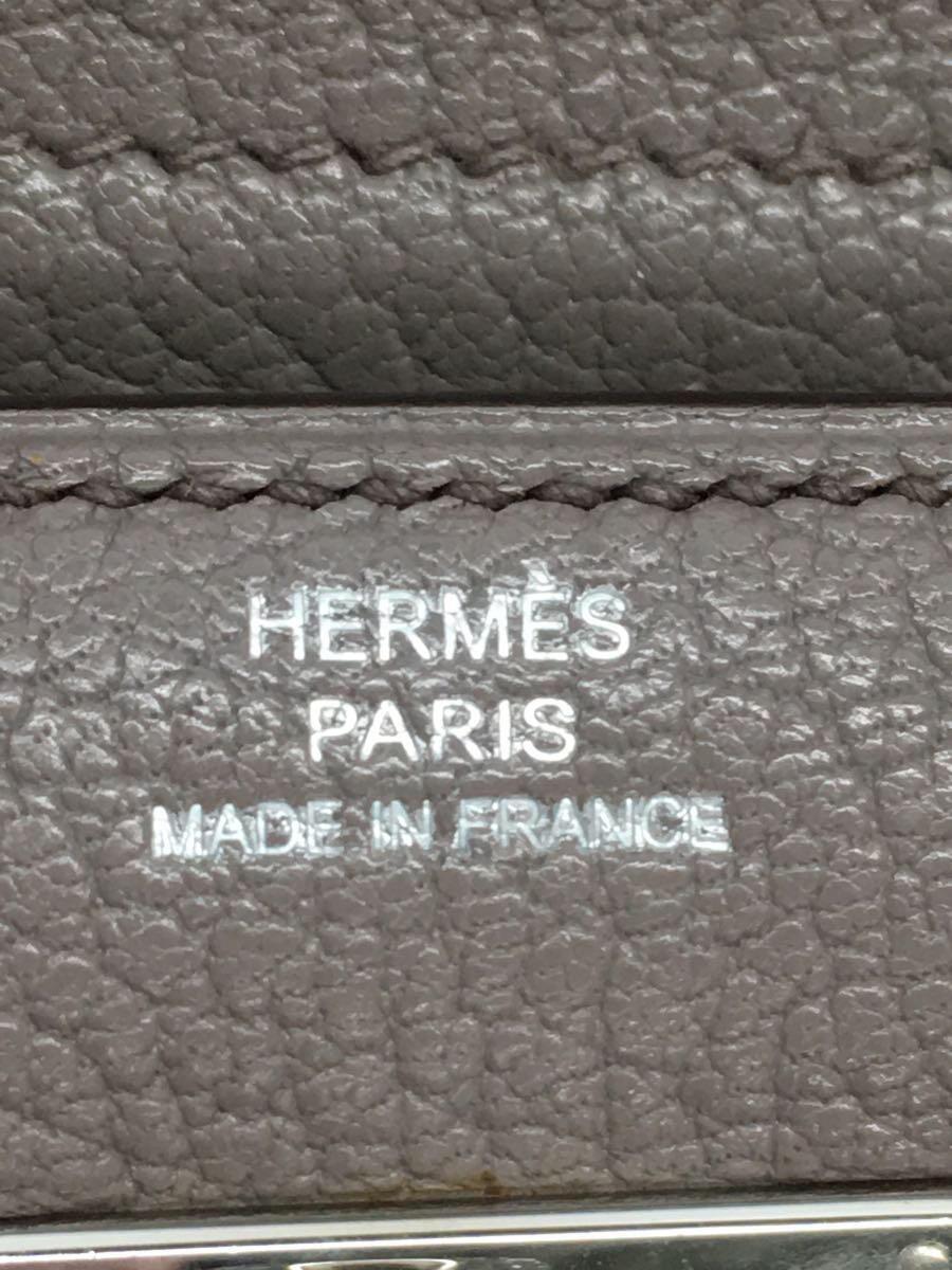 HERMES◆エルメス/2つ折り財布/牛革/GRY/無地/レディース_画像3