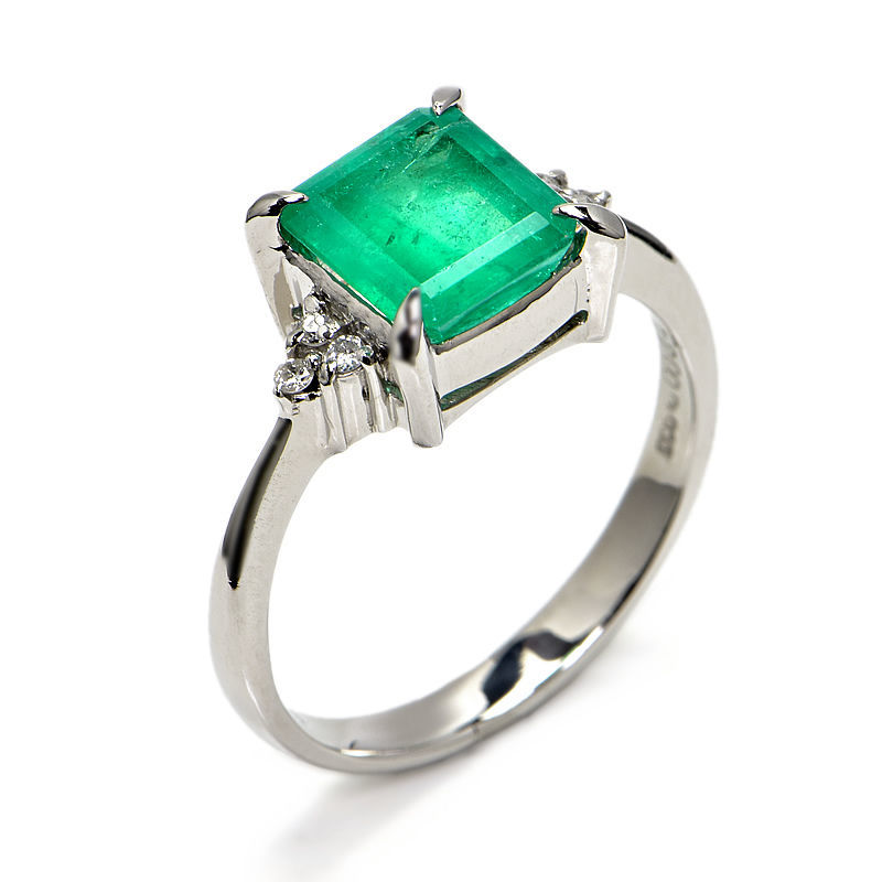 卸売 4.6g Pt900 ダイヤモンドリング エメラルド 11.5号 Jewelry Ring