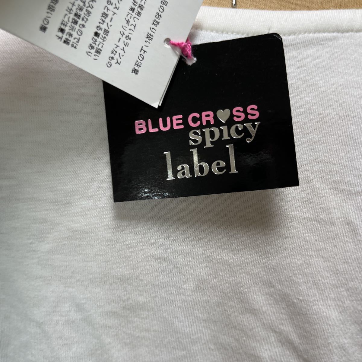 8-5新品　BLUE　CROSS半袖フレンチスリーブプルオーバーカットソーＴシャツロング丈キャミソールワンピースドレスセットアップ白　160　L_画像5