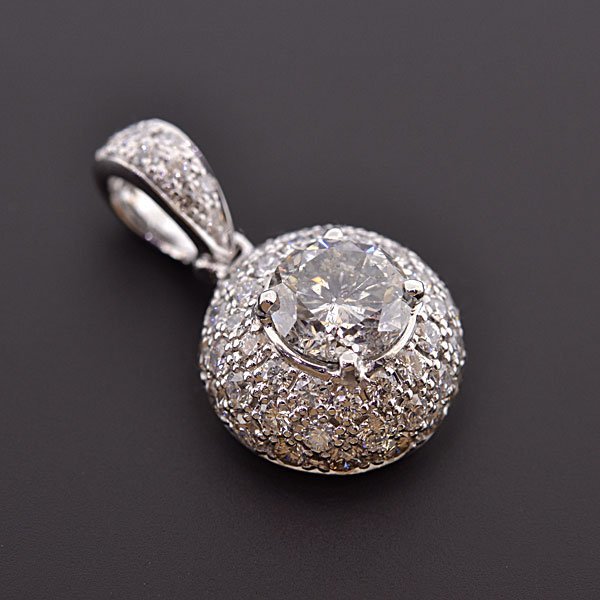 S2016【BSJJ】K18WG ダイヤモンド 1.06ct＋1.05ct ペンダントトップ ネックレストップ ホワイトゴールド ソーティング 中央宝石研究所_画像2