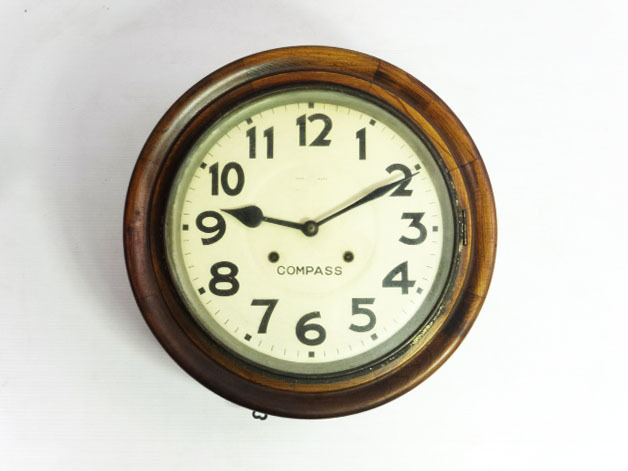 CONPASS コンパス時計製造所 ◆ 丸時計 直径40cm 柱時計 掛時計 ゼンマイ式 振り子 アンティーク ◆ 管41480