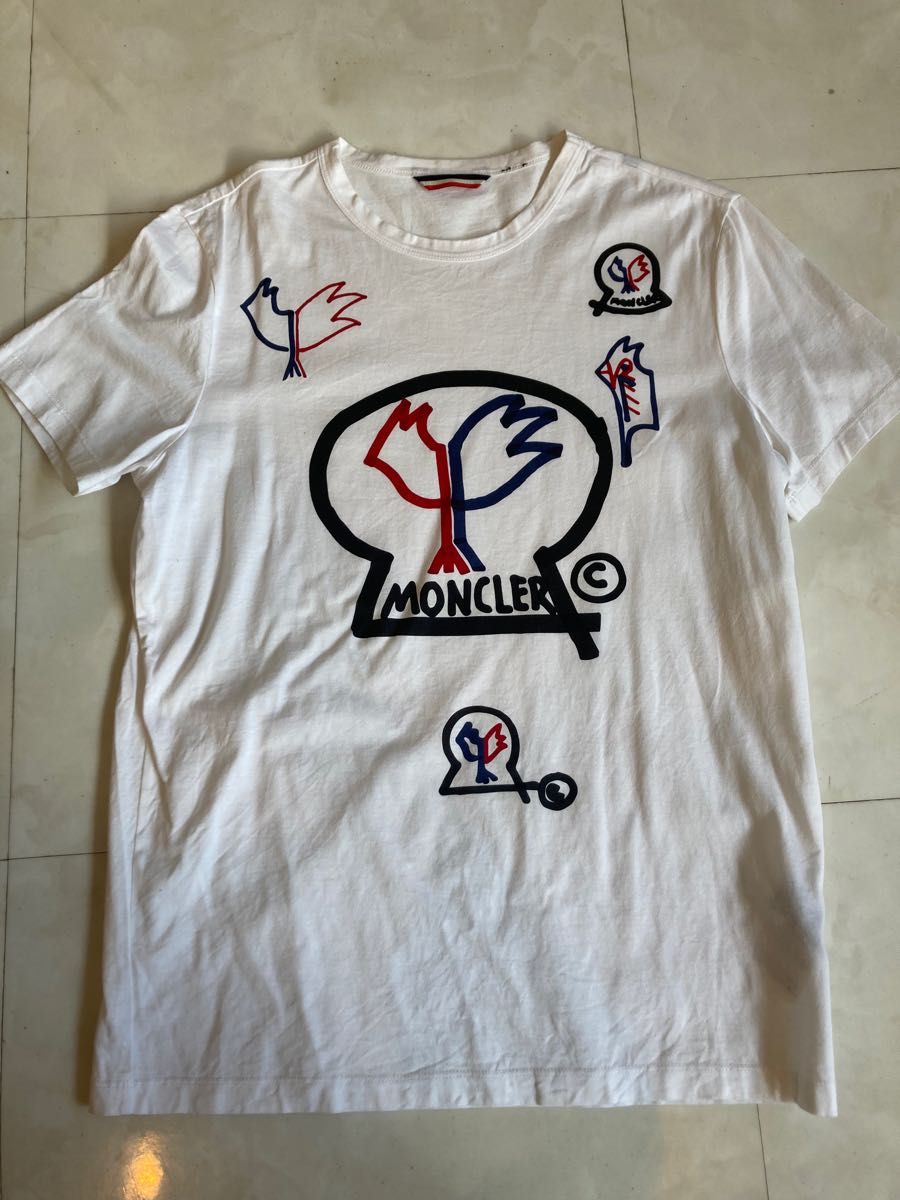 Sサイズ】モンクレール Tシャツ ホワイト  MONCLER 半袖 プリントロゴ