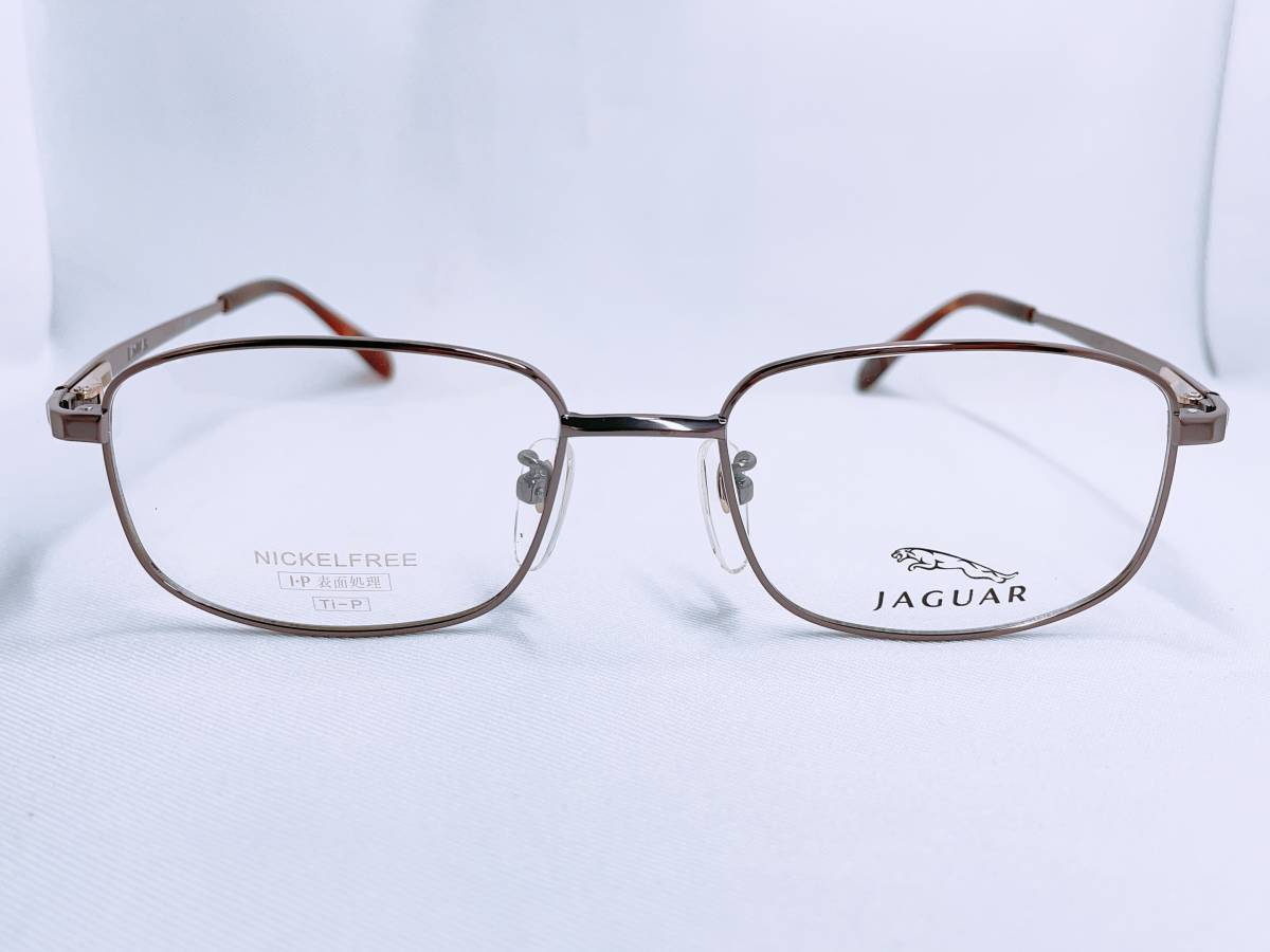 7B3 メガネ メガネフレーム 眼鏡 JAGUAR ジャガー ブランド ニッケルフリー チタン 軽量 16ｇ フルリム 金属 メンズ 男性 女性 シンプル 茶_画像2