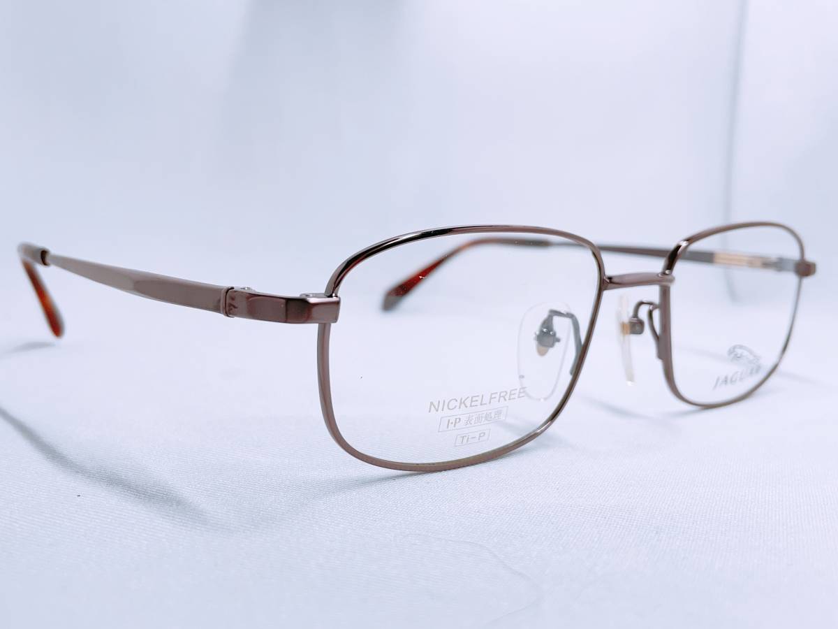 7B3 メガネ メガネフレーム 眼鏡 JAGUAR ジャガー ブランド ニッケルフリー チタン 軽量 16ｇ フルリム 金属 メンズ 男性 女性 シンプル 茶_画像9