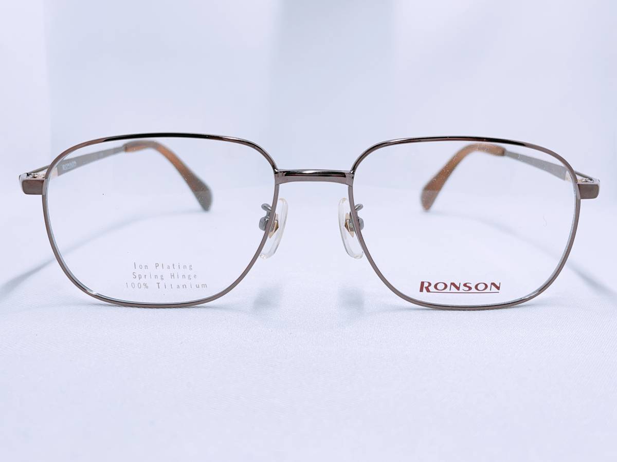B-20 メガネ メガネフレーム 眼鏡 RONSON ロンソン ブランド チタン 軽量 17g フルリム 金属 メンズ 男性 女性 レディース シンプル 茶色_画像2