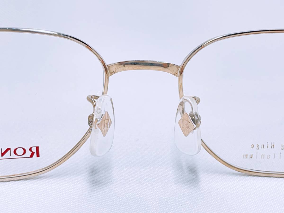 5B-22 メガネ メガネフレーム 眼鏡 RONSON ロンソン ブランド チタン 軽量 17g フルリム 金属 メンズ 男性 女性 レディース シンプル 金色_画像5