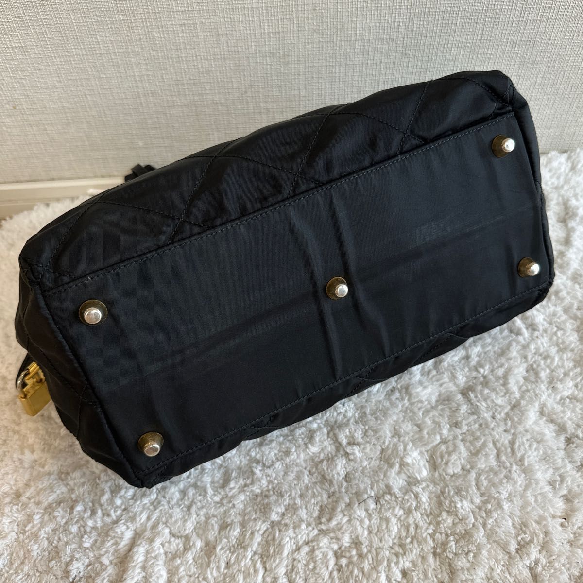 PRADA トート ミニボストン チェーン キルティング 三角プレート