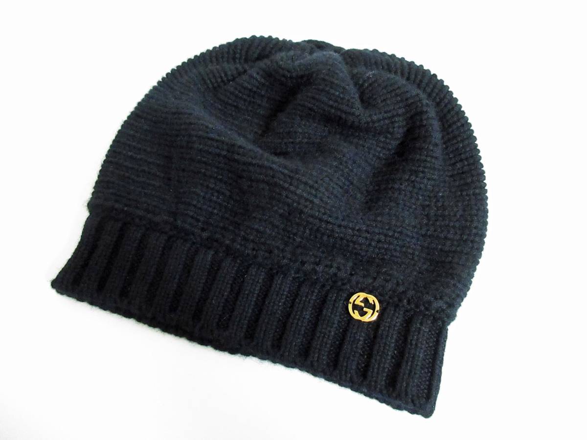 美品 グッチ GUCCI カシミヤ バルーン ニットキャップ 帽子 ニット帽