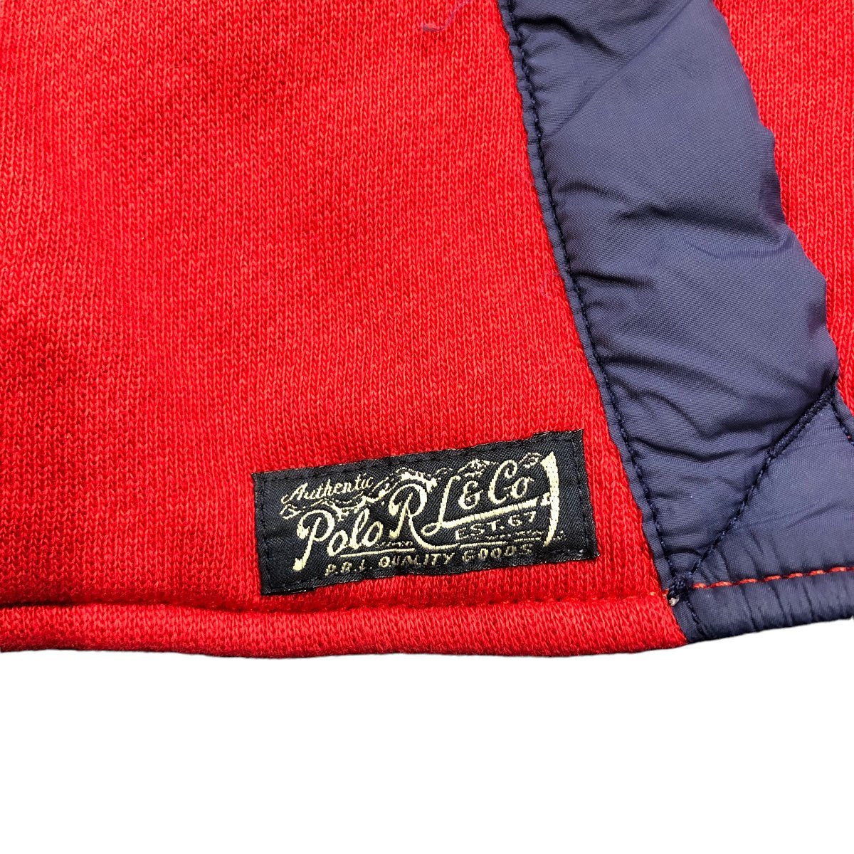 【S】USA 古着 90s 00s ラルフローレン Ralph Lauren 90年代 00年代 スウェット ジャケット フルジップ レッド/ネイビー_画像4