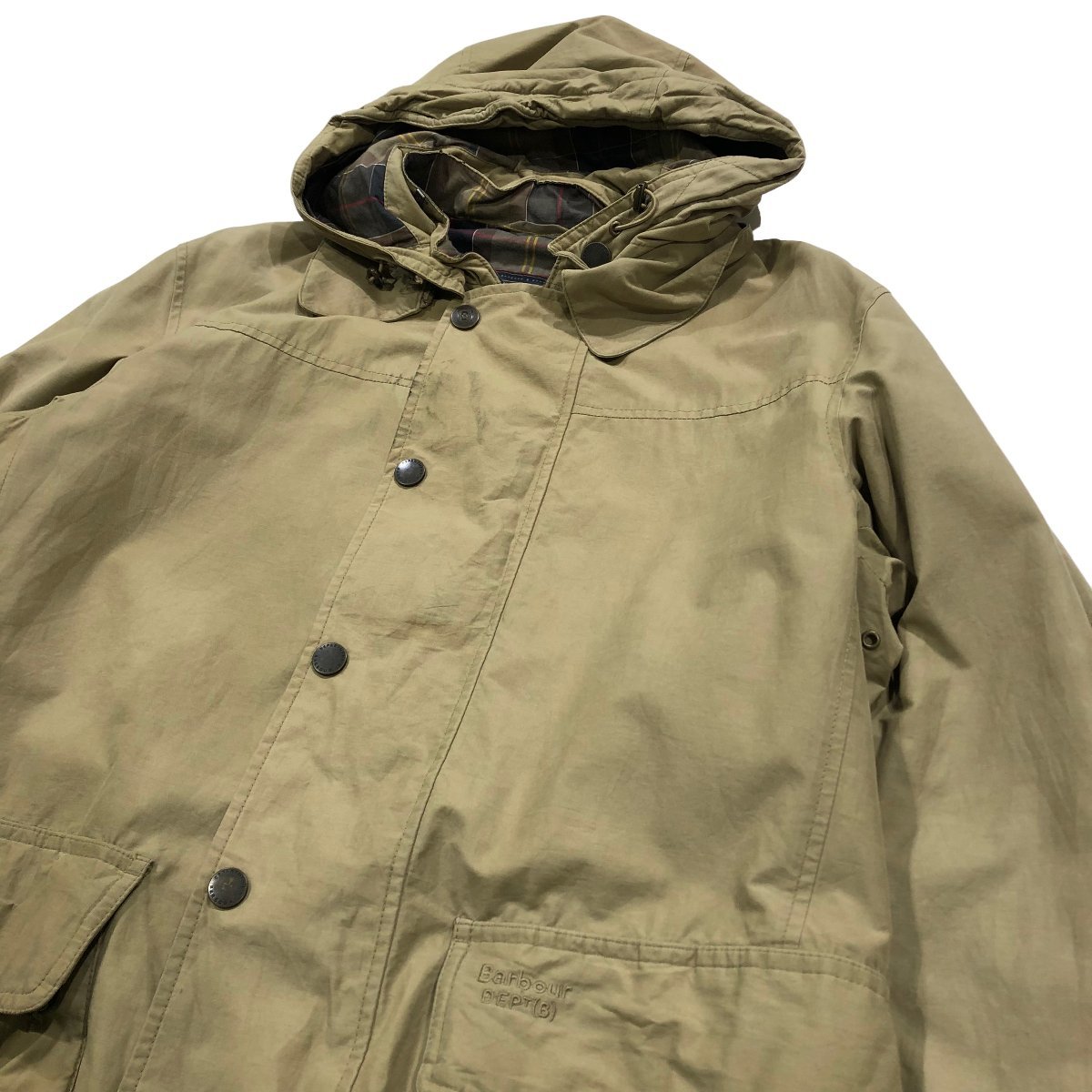 【L】古着 バブアー Barbour Dept(B) マウンテンパーカー アウトドア ジャケット ブリティッシュ UK イギリス パーカー フード ベージュ_画像3