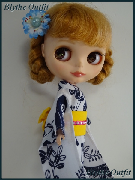 ♪Blythe * Blythe服裝♪浴衣（白色背景）設置⑧！    原文:♪Blythe＊ブライスアウトフィット♪浴衣（白地）セット⑧！