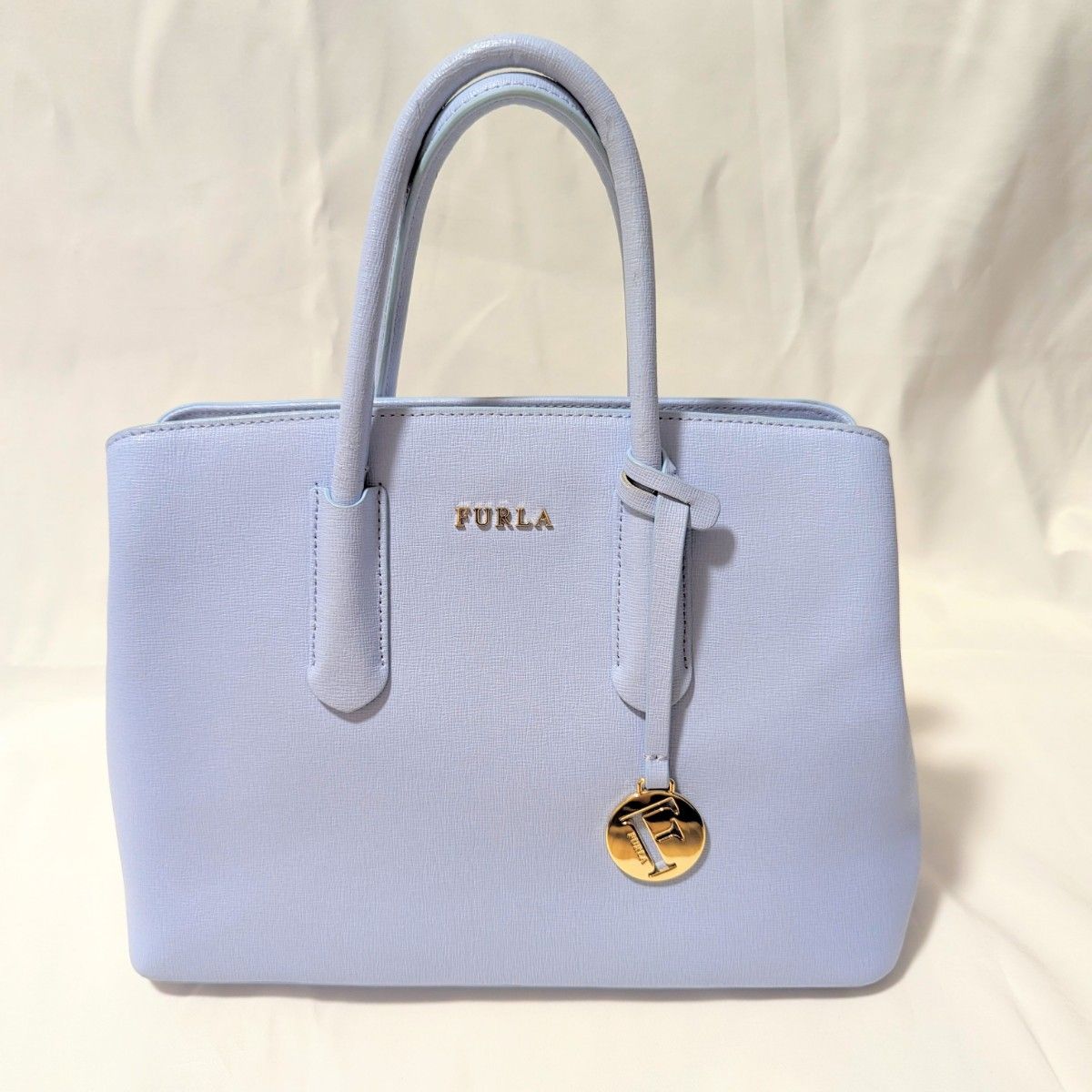 【美品】フルラ　2way ショルダーバッグ 水色　ハンドバッグ　オールレザー FURLA トートバッグ