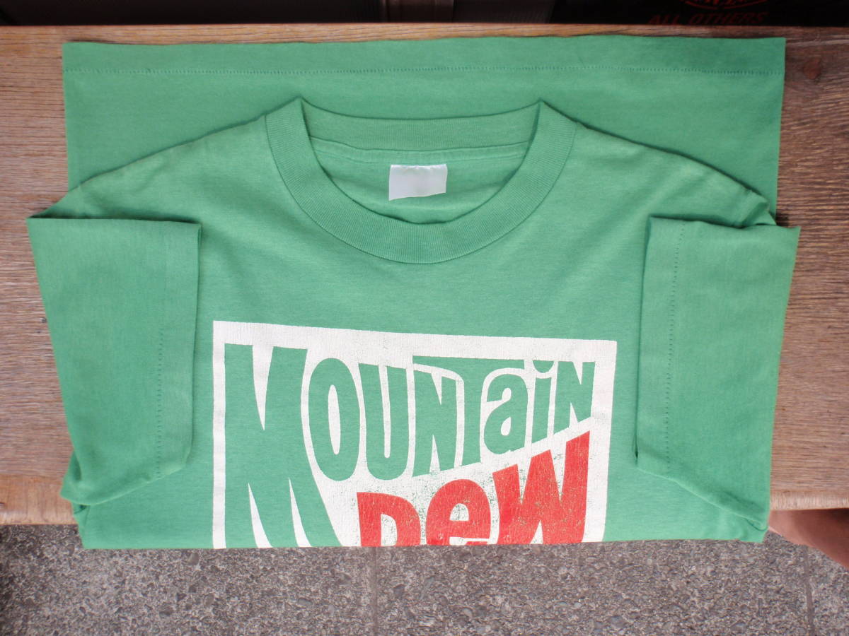 ビンテージ　MOUNTAIN DEW（マウンテンデュー）　ラジオ局コラボ品？　緑色のTシャツ　サイズM?_画像3