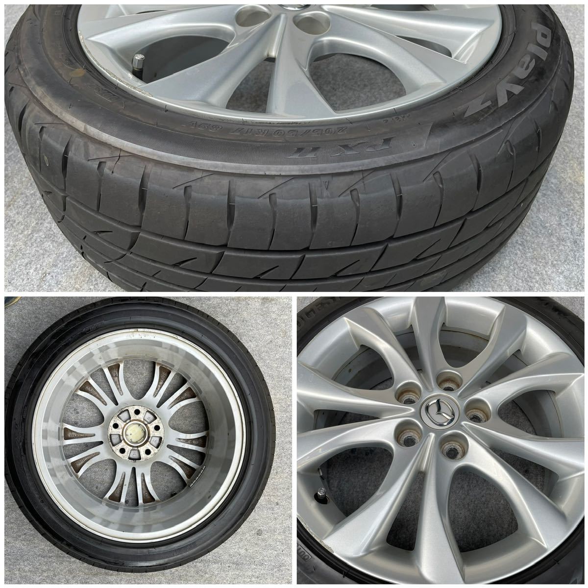 20年式バリ溝。MAZDAマツダ アクセラ 純正 17インチ×7J＋52.5 PCD114.3 5穴 BRIDGESTONE/PLAYZ PX2 205/50R17ラジアルタイヤ付き4本。の画像8