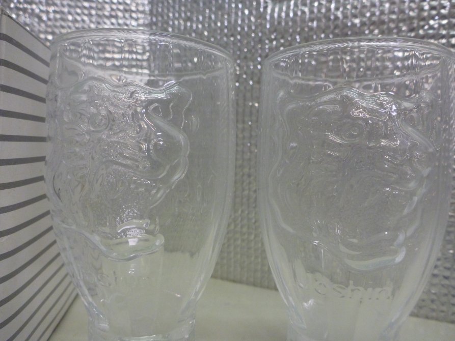 ■大阪 堺市 引き取り歓迎！■非売品・レア■メガホン型 ガラスコップ 2008年 記念品 4点セット■_画像2