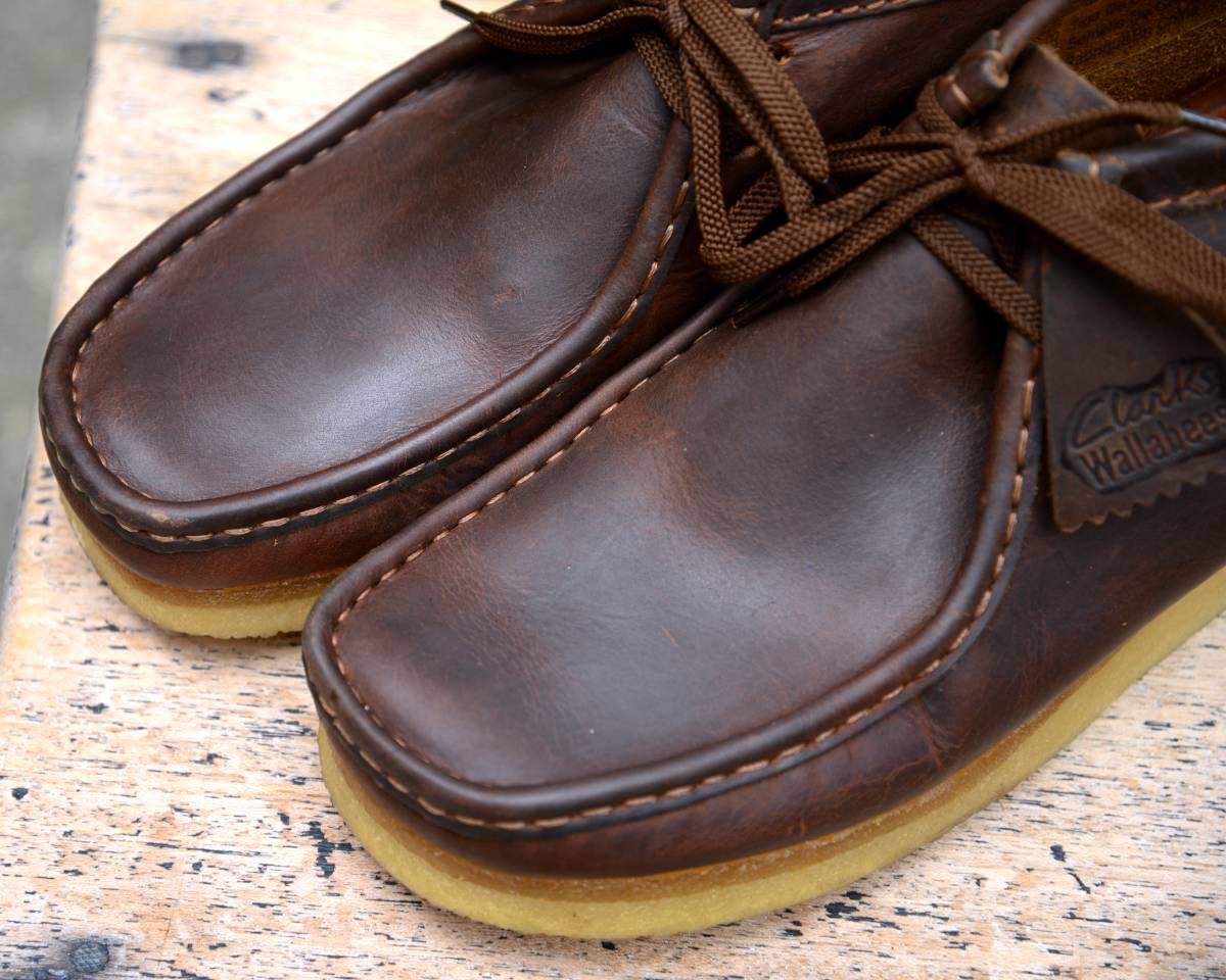 【美品】クラークス ワラビー ブーツ UK8.5 ハイカット オイルドレザー ブラウン Clarks wallabee boot