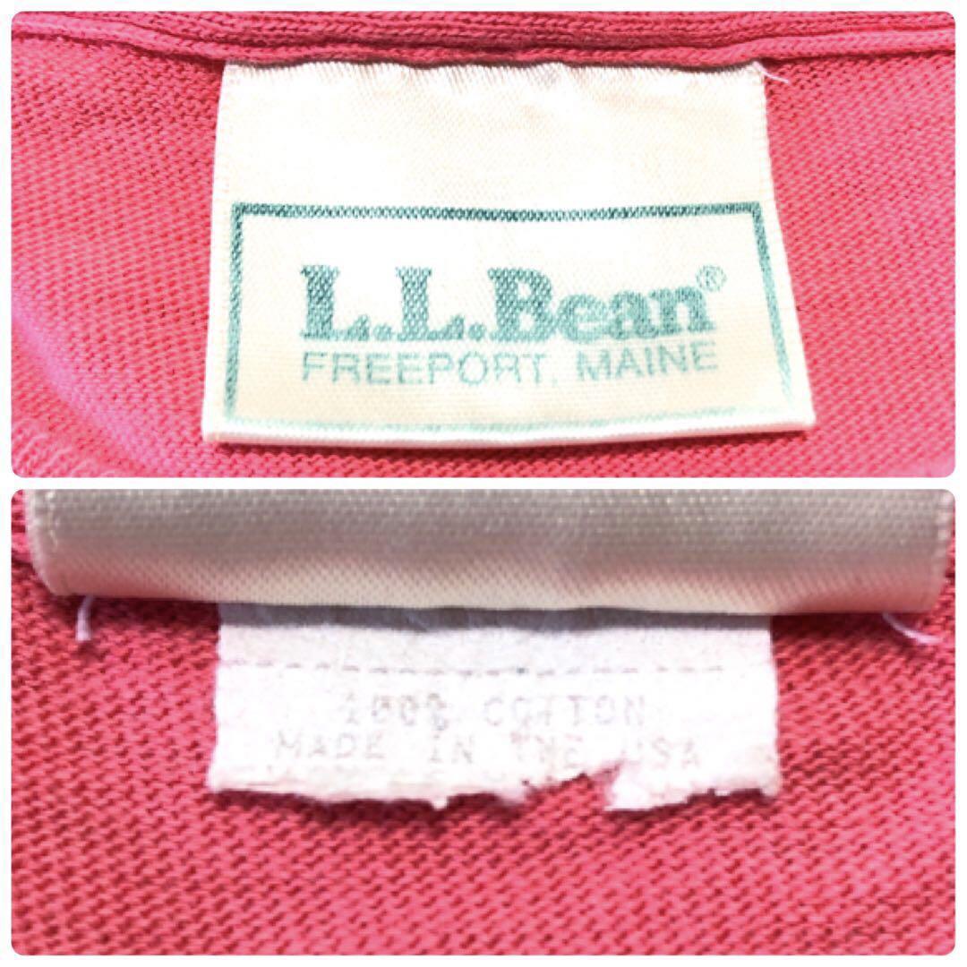 希少 レア 70s 80s L.L.Bean 筆記体 刺繍 Tシャツ ピンク エルエルビーン LLビーン US アメリカ 古着 オールド ビンテージ 70年代 80年代