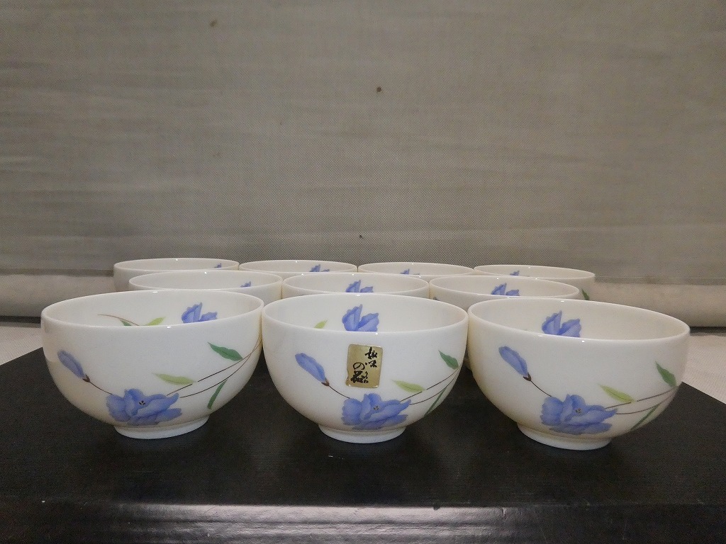 ●真山窯 金彩 花柄 煎茶揃 9客セット ② 汲出し湯呑 茶器 湯飲み お茶のみ茶碗 来客用 おもてなし 会社 会合 和食器●の画像7