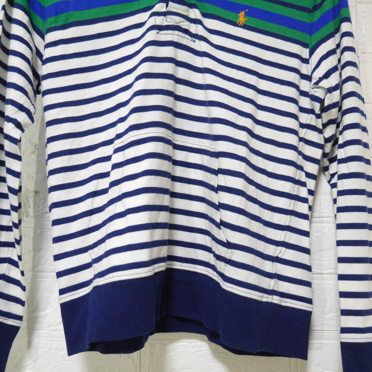 A669 ◇ POLO RALPH LAUREN | ポロラルフローレン　フード付きシャツ　紺　中古　サイズＬ(１４-１６)_画像4