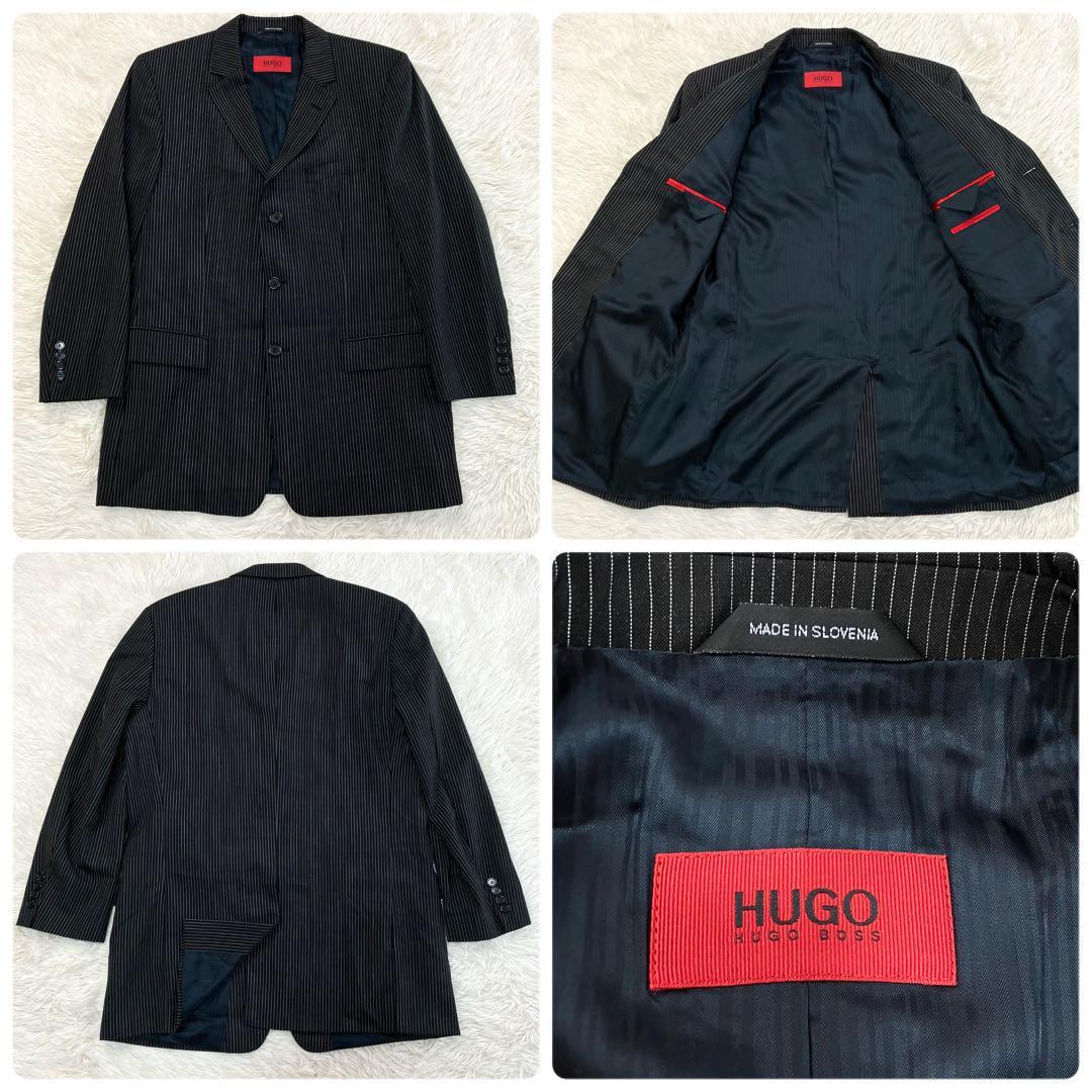 状態良品 HUGO BOSS ヒューゴボス スーツ セットアップ 黒 ブラック 