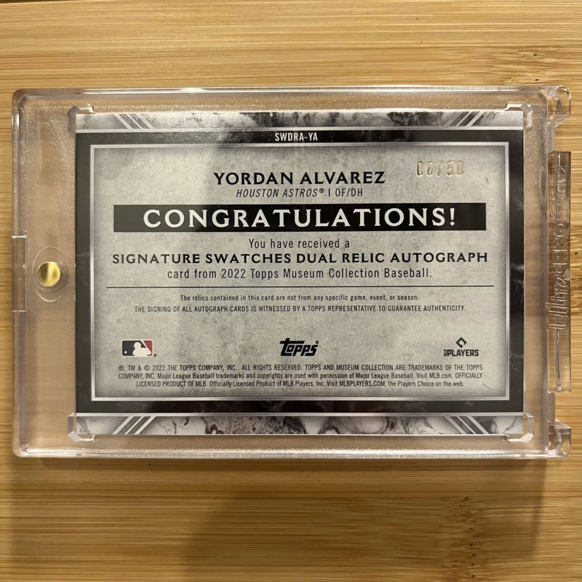 50枚限定】2022 TOPPS Museum Collection Yordan Alvarez ヨルダン