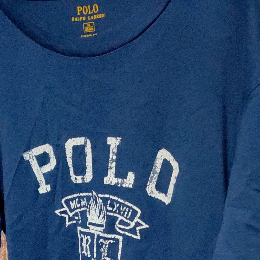 Polo Ralph Lauren ポロラルフローレン プリントTシャツ ネイビーxsブランド古着 Mサイズ程度