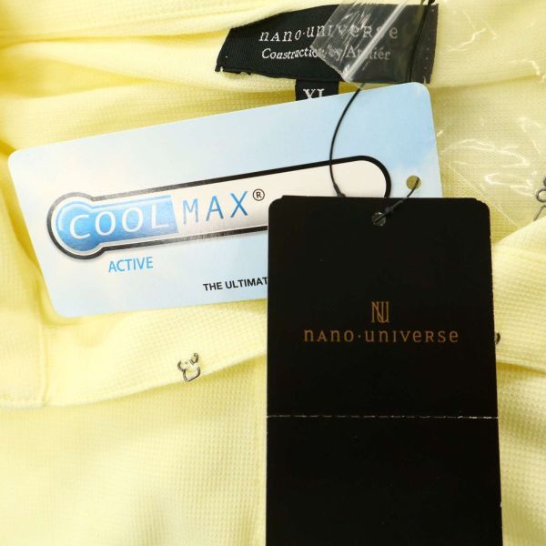 未使用★ nano universe ナノユニバース 春夏 COOLMAX★ 半袖 ポロシャツ Sz.XL メンズ レモンイエロー 大きい C3T05790_6#Aの画像7