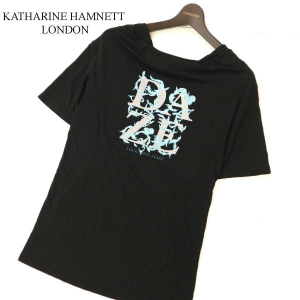 KATHARINE HAMNETT LONDON Katharine Hamnett весна лето DAZE принт * короткий рукав dore-p cut and sewn футболка Sz.M мужской чёрный C3T06533_7#D